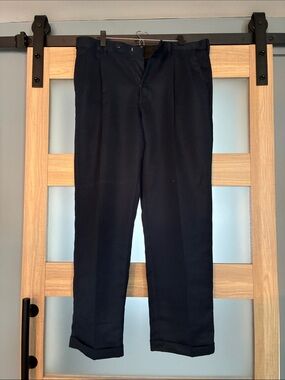 Savane Men's Navy Blue Dress Pants - Flat Front